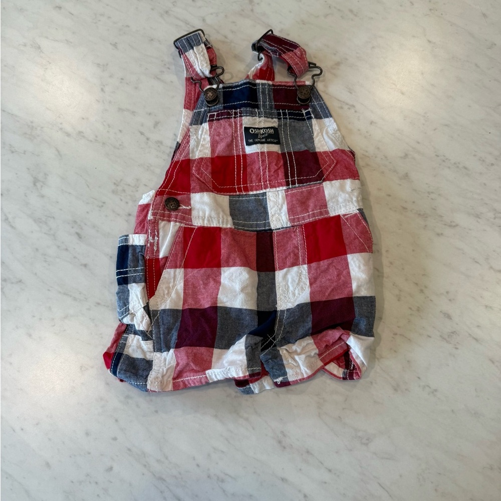OshKosh B'gosh Red and White Plaid Overalls